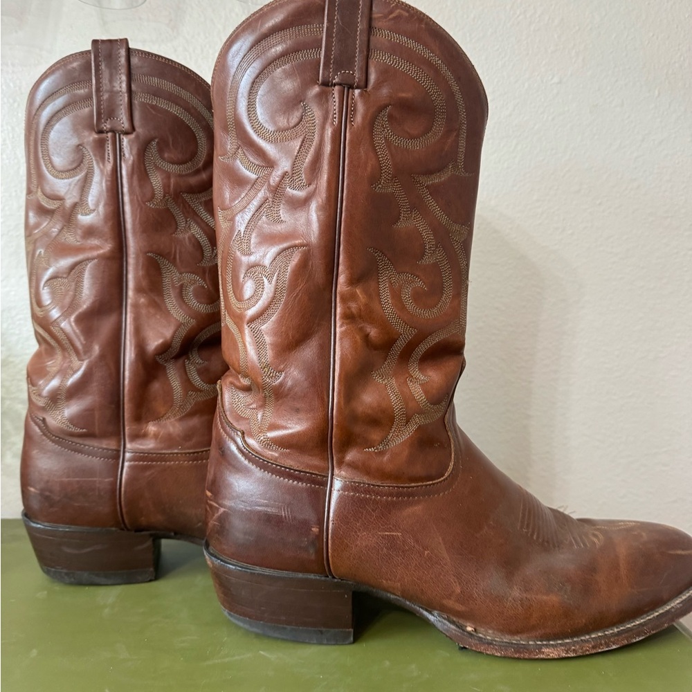 Tony Lama Rich Brown Western Boots Made in US🇺🇸 size 12